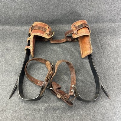 Vintage Klein Tools 8210 L/R Tree Pole Climbing Spikes Gaffs