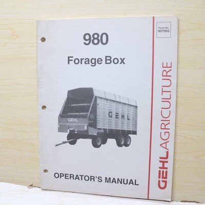 GEHL 980 FORAGE BOX Owner Operator Lubrication Manual book operation guide