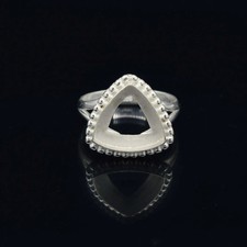 925 Sterling Silver 8mmx8mm Trillion Blank Bezel Cup Stone Setting Ring Supplies