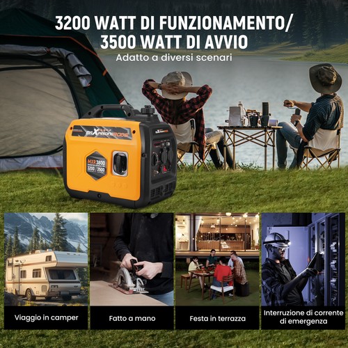 3.3kw Generatore Di Corrente Inverter Portatile Silenziato All'aperto Campeggio - Afbeelding 7 van 10