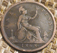 1868 VICTORIAN BUN/YOUNG HEAD ONE PENNY HIGH GRADE COIN SEE PICS S 874