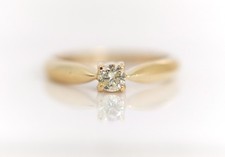 Vintage Yellow Gold Brilliant Solitaire Ring 0.25ct Ring 14kt - 585, Size 56
