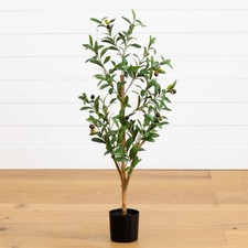 Artificial Olive Tree in Black Pot Planter, G...