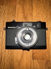 Black Konica C35 Film Rangefinder with Hexanon 1:2.8 F 38mm Lens Shutter Fires