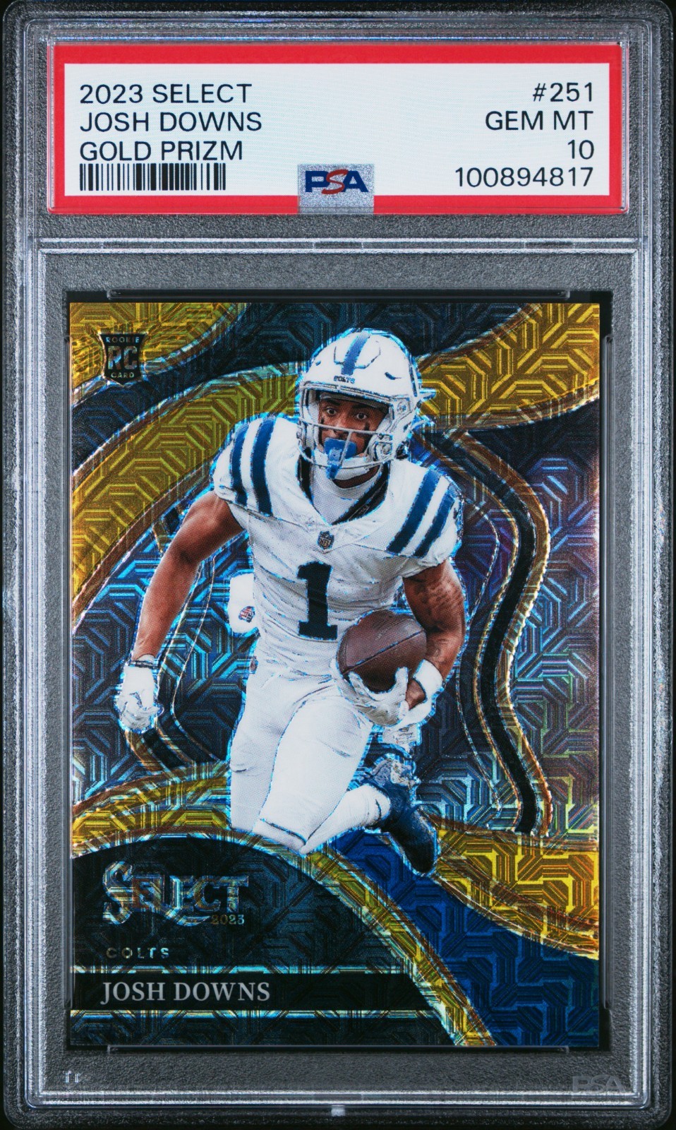 2023 Panini Select #251 Josh Downs Colts Rookie Gold Prizm 1/10 PSA 10 POP 3