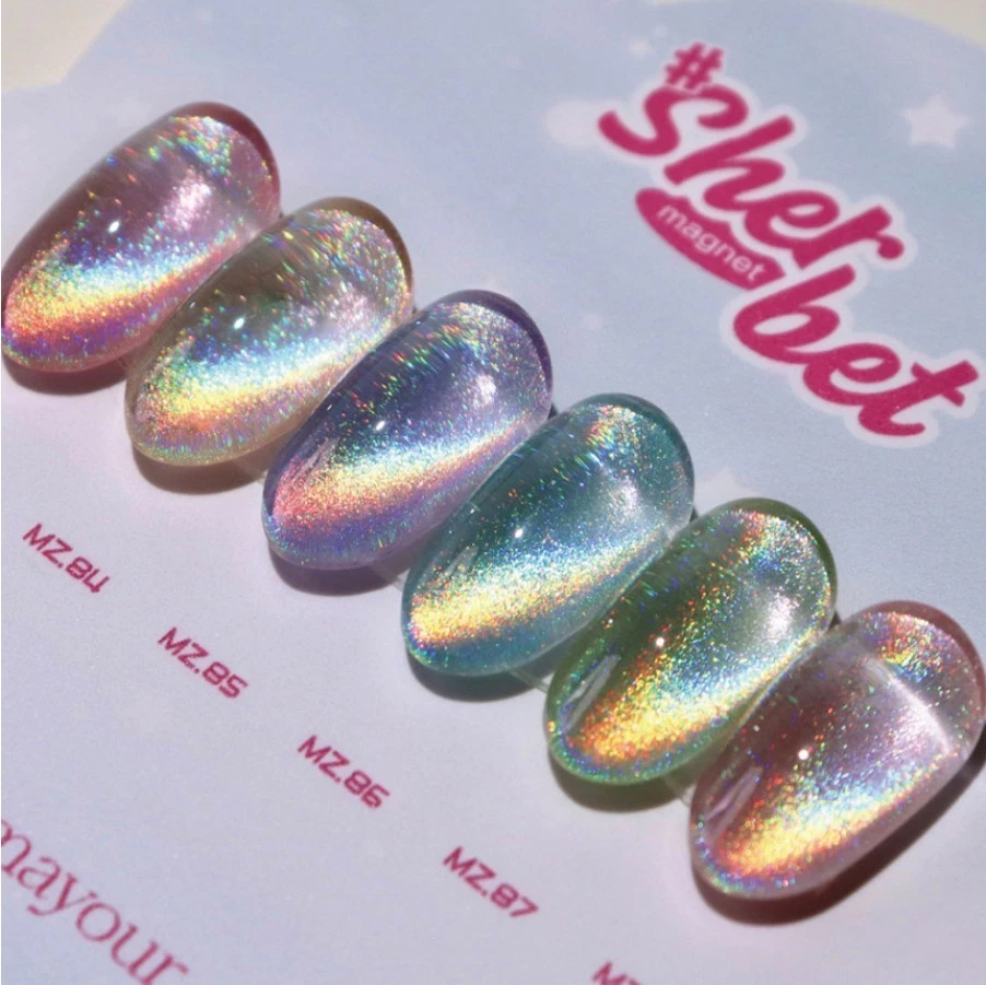 Mayour Sherbet Magnetic Cat Eye Gel Nail Polish 6 Colors Set 8ml K-Beauty NEW