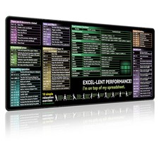 Excel Cheat Sheet Desk pad excel Mouse pad Contains 31.5" x 11.8", Black