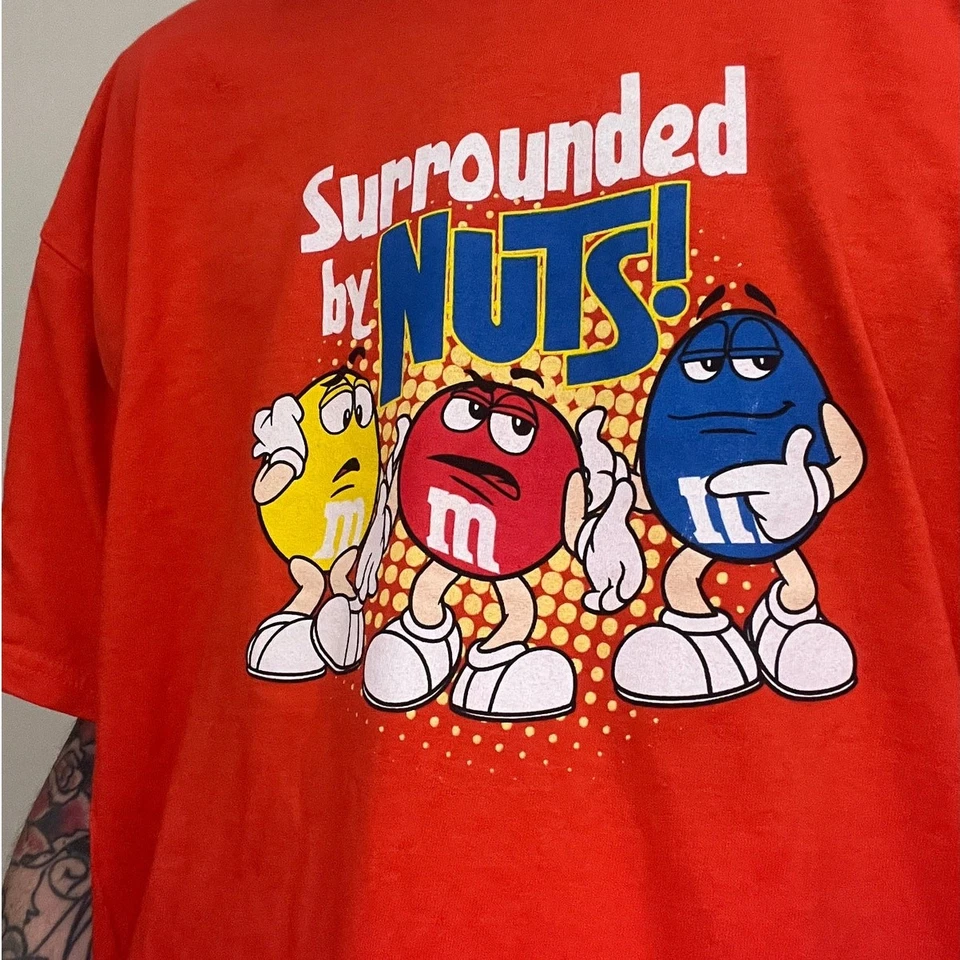 Camiseta De Colección Y2K M&M's Caramelo Snack Dibujos Animados Parodia Comedia Divertida Naranja XL Foto 2 de 4
