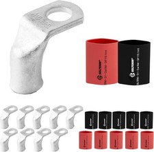 10pcs 1/0 AWG 3/8 Stud 90 Bent Battery Lugs Ring Terminal Connectors 12pcs 31