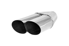 Polished Stainless Angle Slant Dual Exhaust Tip Right Side 2.5" In 3" Out 10" L