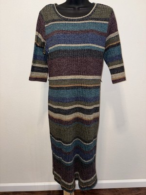 Emma & Michele Knit Sweater Dress Womens Size Large Maxi Length 3/4 Sleeve
