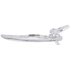 Sterling Silver Kayak Charm - 2mm x 24mm