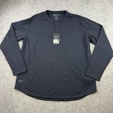 BYLT Drop Cut Henley Shirt Mens 2XL Navy Blue Long Sleeve Premium Basics New