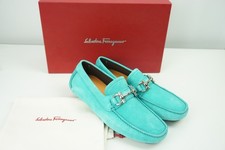 Salvatore Ferragamo Parigi Eco Tyrone Buc Suede Calf Teal Blue Loafers 6.5 EEE