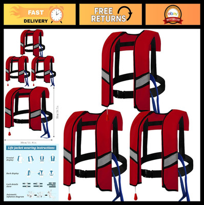 3-Pack Automatic Inflatable Life Jacket Adjustable Nylon Swim Vest