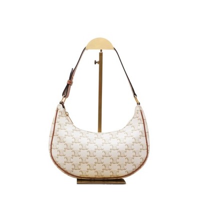 CELINE AVA Shoulder Bag Medium White PVC Shoulder Bag