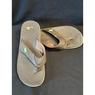 NEW Men s Sanuk Beer Cozy Thong Sandals SMS2839C Brown Flip Flops, size 9