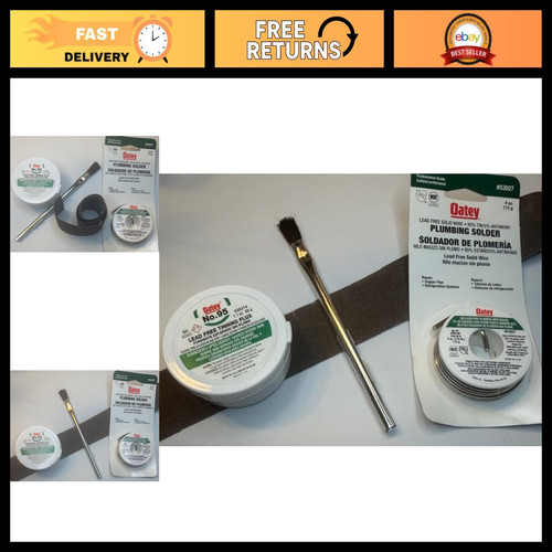 Plumbing Solder Kit - 4oz Solder, No 95 Flux, Sanding Cloth & Brush for Copper P