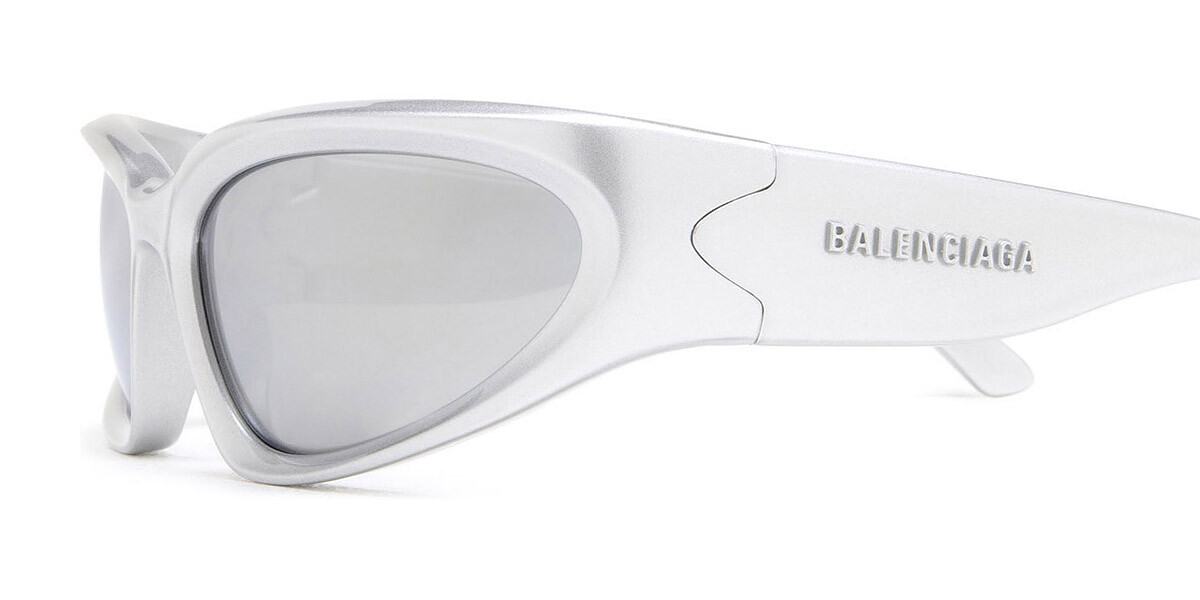Balenciaga BB0157S Sunglasses Silver Silver Mirrored 65mm New 100 