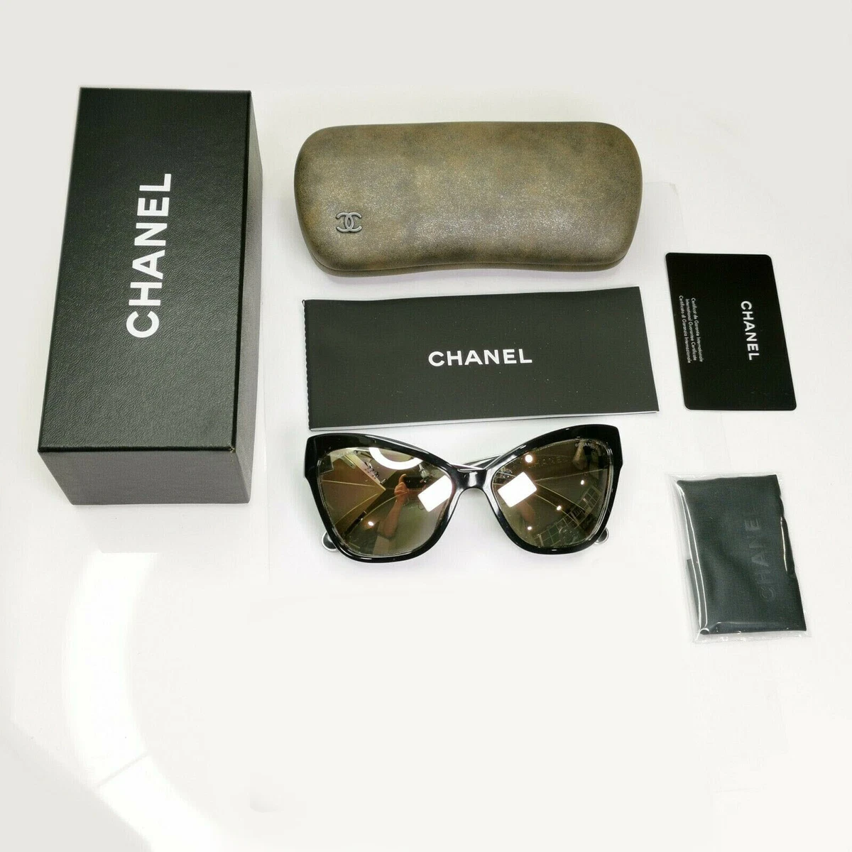 CHANEL Eyeglass Frames Black Gold PANTOS Acetate Metal Eyewear 3409 c.622  For Sale at 1stDibs