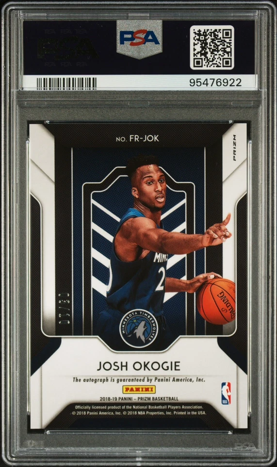 2018 Panini Prizm Josh Okogie Fast Break Rookie Auto Gold /10 GEM MT PSA 10 Suns - Image 2 of 2