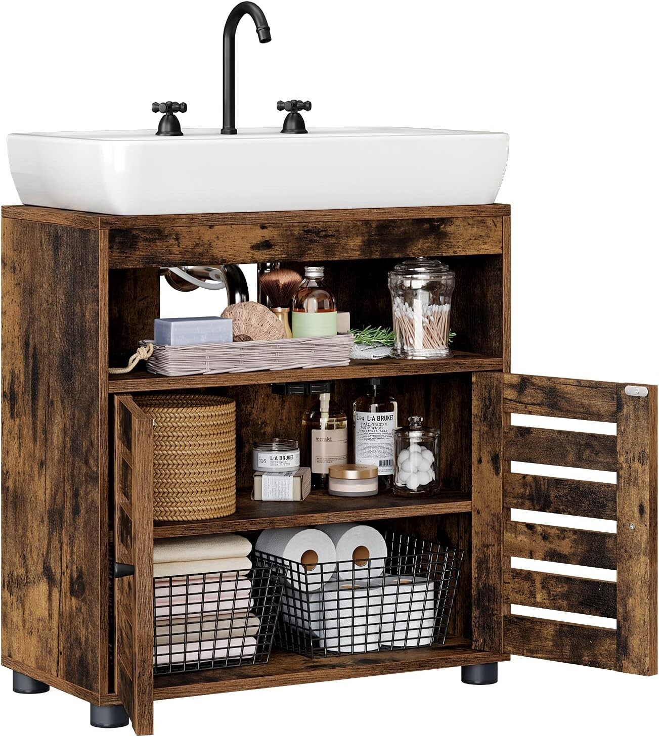 Vintage Bathroom Under Sink Cabinet Basin Vanity Storage Cupboard Unit ...