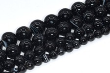 Natural Black Striped Agate Grade AAA Round Loose Beads 4/6/8/10/11-12/15-16MM
