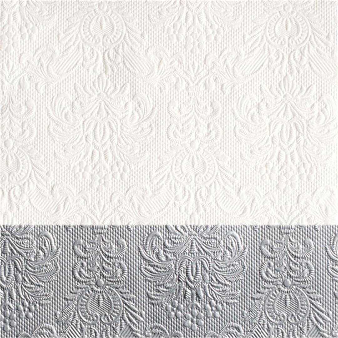 Tovagliolo 33x33 Carta Decorato  Elegance Bianco/argento | Ambiente