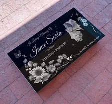 12x24x0.45 inch Human Headstone, Tombstone, Grave Marker, Diamond Engraved