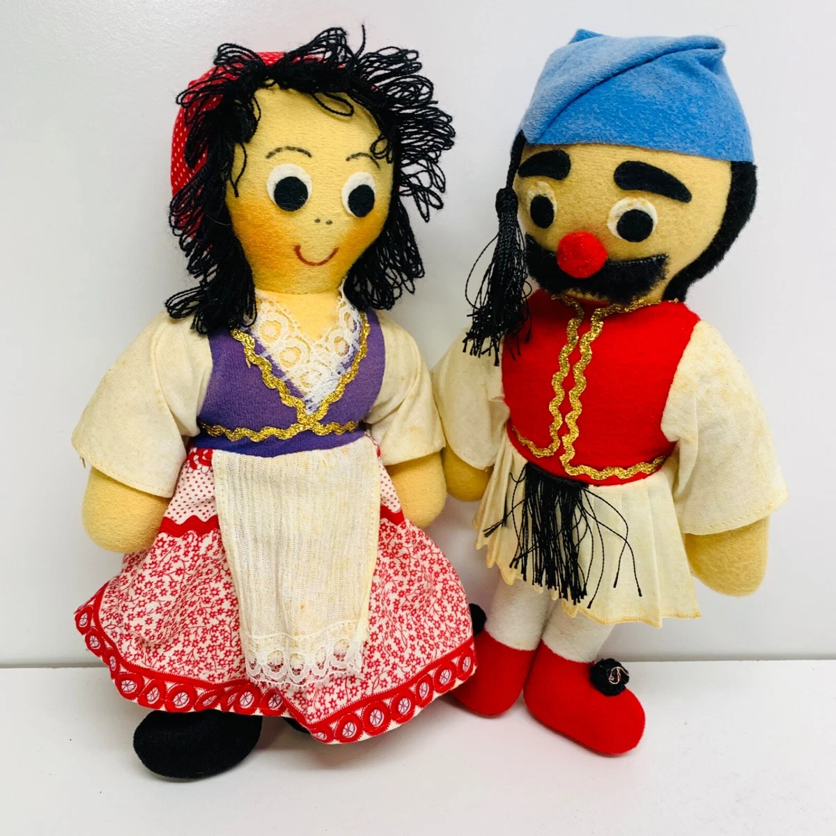 Vintage Souvenir Dolls Greek man and woman Cypress Crete