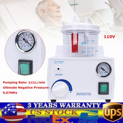 Portable Dental Suction Machine Oral Emergency Vacuum Phlegm Suction Unit New US