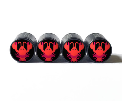 Lobster Tire Valve Caps - Black Aluminum - Set of Four -  Fits on all Vehicles