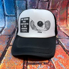 Sega Genesis Vintage Ad Funny Meme Trucker Hat Black Snapback
