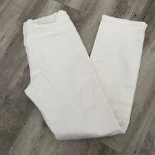 Else Jeans Womens 27 White Straight Ankle Distressed Denim Mid Rise Stretch