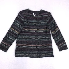 First Option Sweater Jacket Medium Multicolor Striped Mohair Blend USA Made VTG