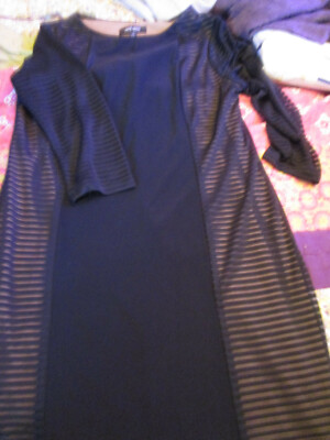 EUC NINE WEST 3/4 SLEEVE KNEE LENGTH BLACK SHIFT DRESS SIZE 8