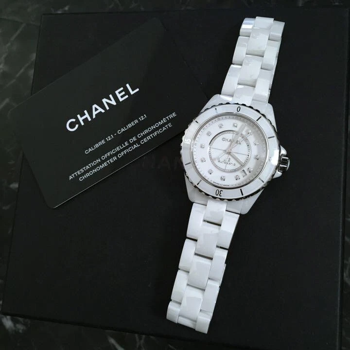CHANEL J12 White Ceramic 12P Diamond H5705 J12 38mm Swiss Men s Wristwatch