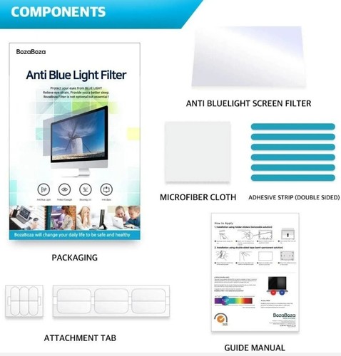 BOZABOZA 18.5" ( 410 X 230mm ) Wide Anti-Glare Anti Blue Light Screen Filter - Picture 5 of 6