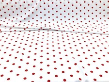 Bullet Printed Liverpool Textured Fabric Stretch White Red Small Polka Dot R29