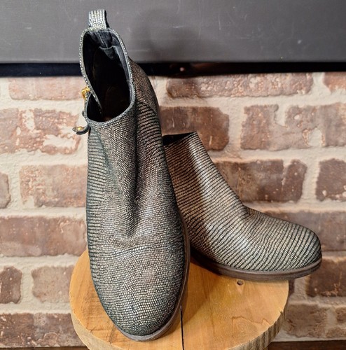 Eric Michael London Lizard Booties Brown/Black US 6.5 Made In Spain - Picture 3 of 14