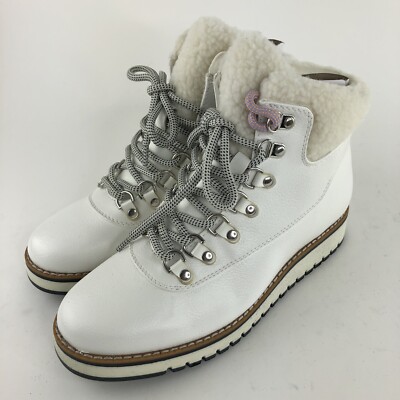 White Mountain Womens Cozy Hiker Boot White Smooth Size 7M Fur