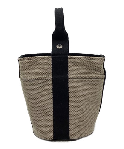 Authentic HERMES Tote Hand Bag SAKUSO PM canvas gray black