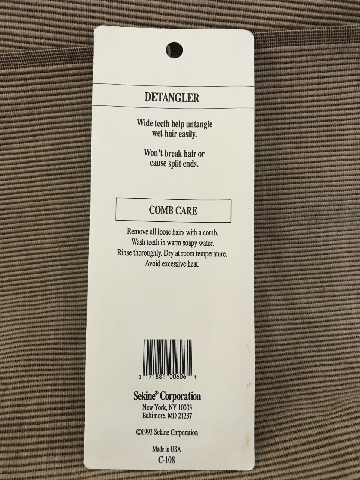 New Vintage 1993 Sekine Black Detangler Wide Tooth Comb C108 eBay