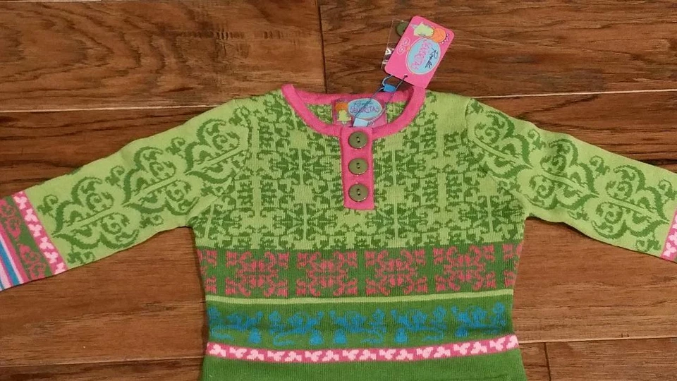 NWT ROSALITA SENORITA Boutique from Spain Green Pink Blue Dress Size 4 104 - Photo 2/3