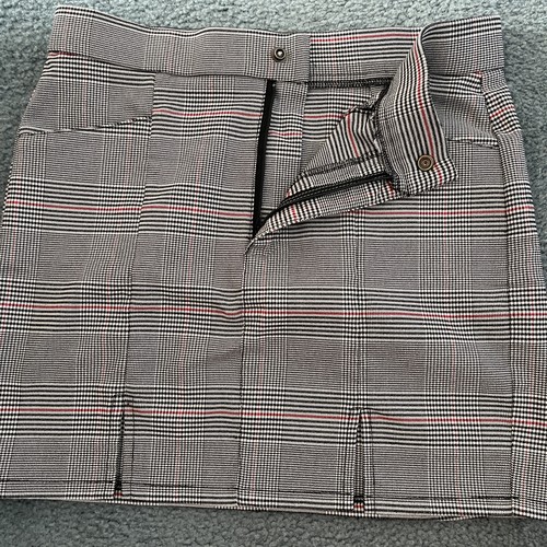 Elite Collection Plaid High Rise Mini Skirt Black White Red Size L Stretch - Picture 3 of 9