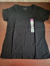 Gildan Ladies Top T-Shirt Scoop Neck Black MEDIUM     NWT