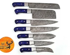 CUSTOM HANDMADE FORGED DAMASCUS STEEL CHEF KNIFE SET KITCHEN KNIVES SET 1284