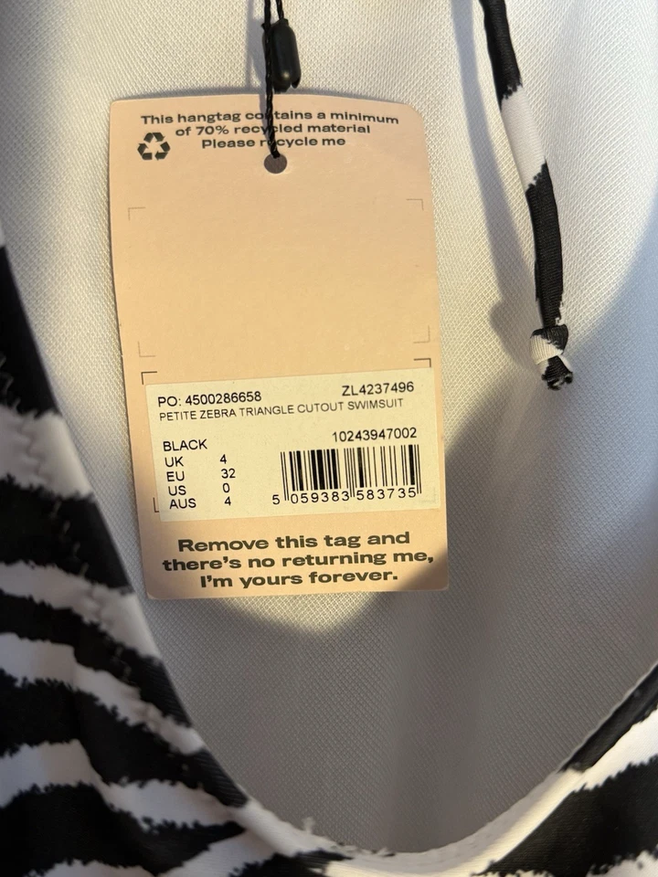 Traje de baño Missguided de una pieza a rayas recortadas con detalle de nudo para mujer talla 0 Foto 4 de 4