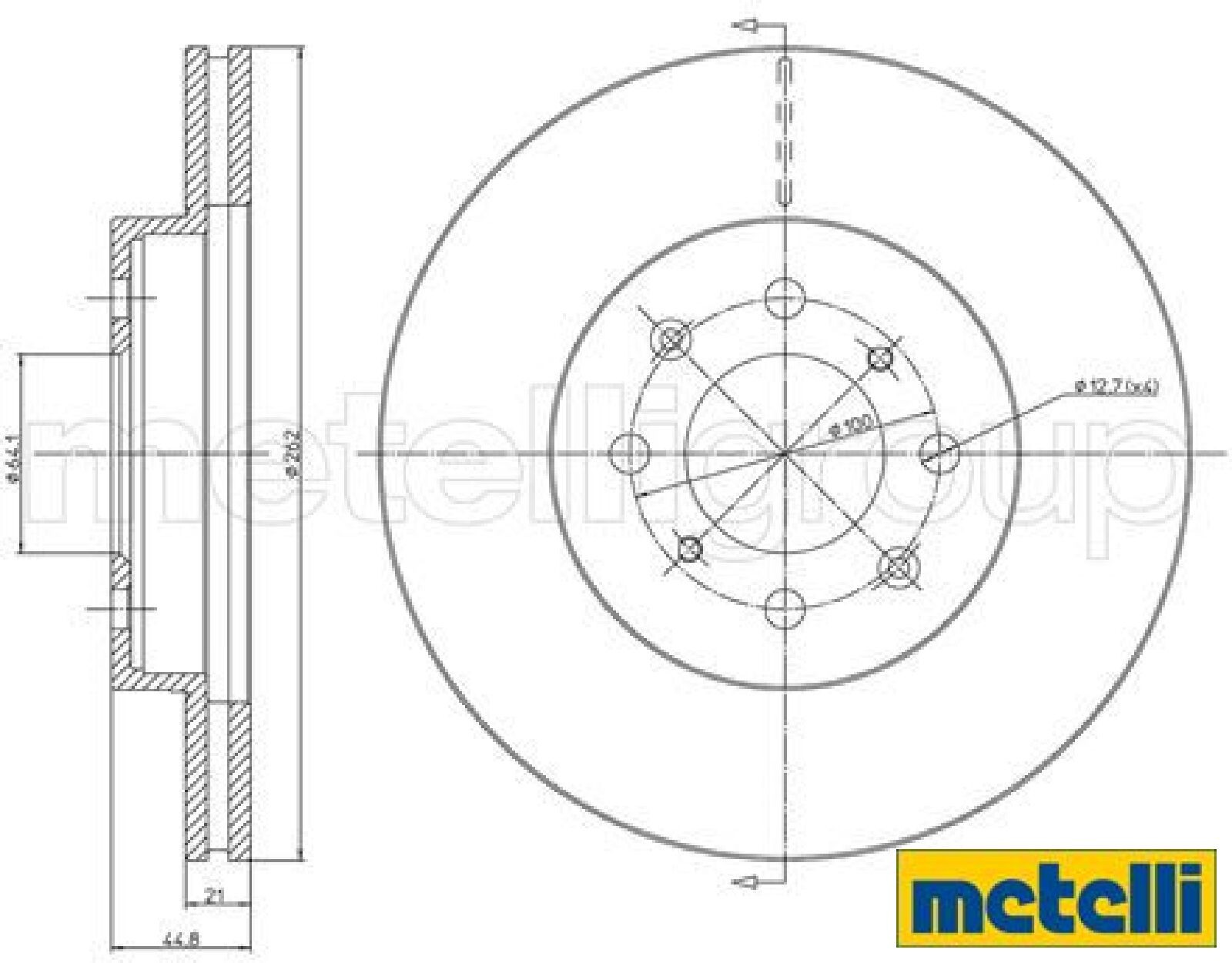 2x Bremsscheibe metelli 23-0344C 2 Bremsscheiben Vorderachse Vorne