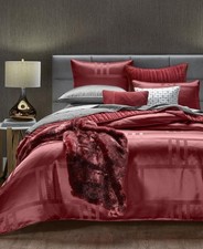 Hotel Collection Bordeaux Structure 3-Pc. Red Duvet Cover Set, Full/Queen